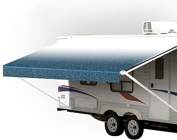 SunWave- RV Awning Fabric Replacement | RV Electric Awning Fabric Replacement | Premium Vinyl RV Canopy | Awning Replacement 12, Ocean Blue Fade
