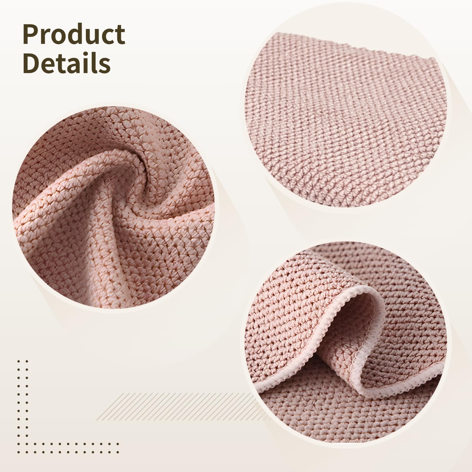 Generisch Panni per la pulizia della cucina, spessi e assorbenti, in microfibra, con occhiello per appendere, 30 x 40 cm, beige, grigio, rosa, confezione da 6