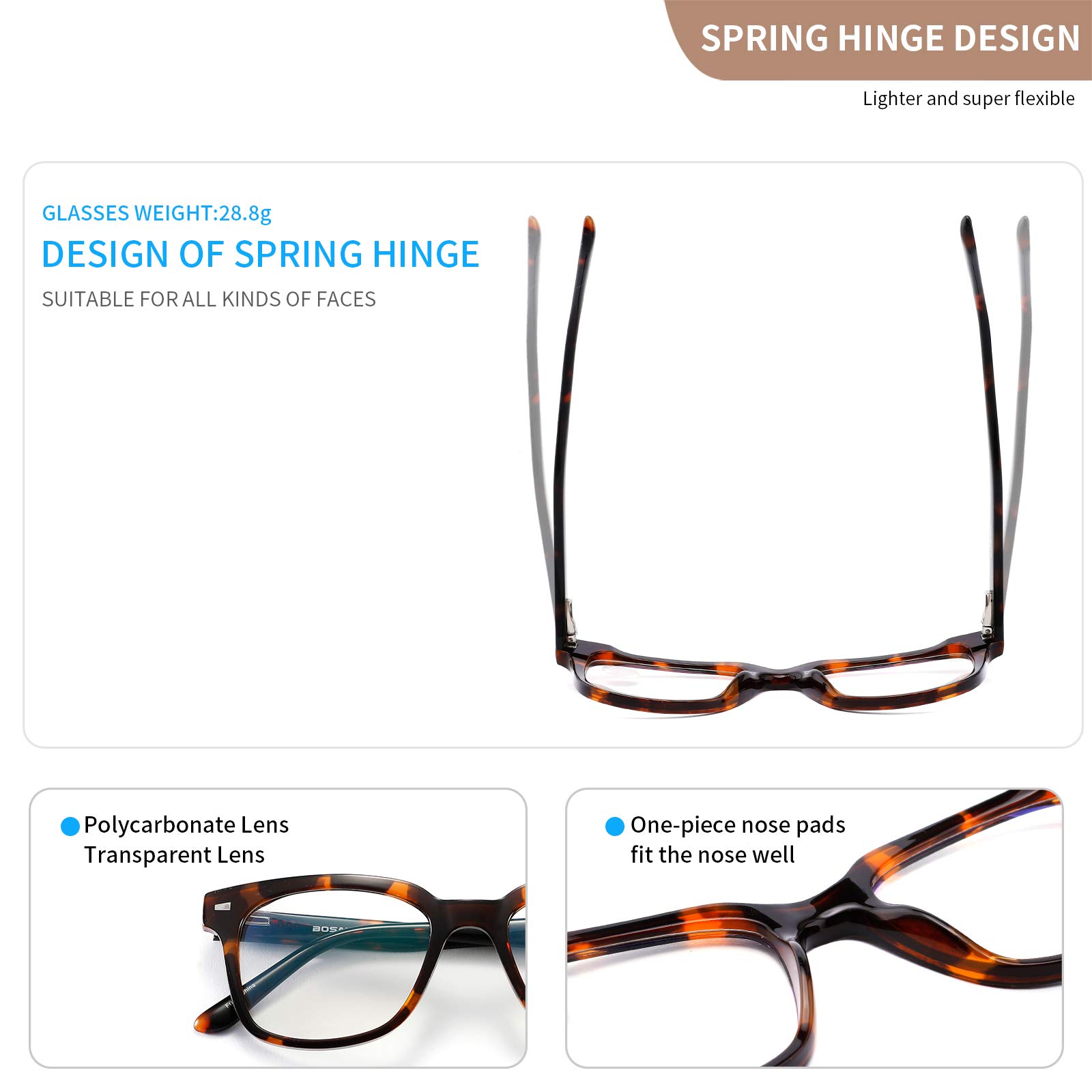 Blue Light Blocking Glasses,Tritan Material Square Frame Eyeglasses for Women Men,Anti UV Eyestrain Gaming Glasses