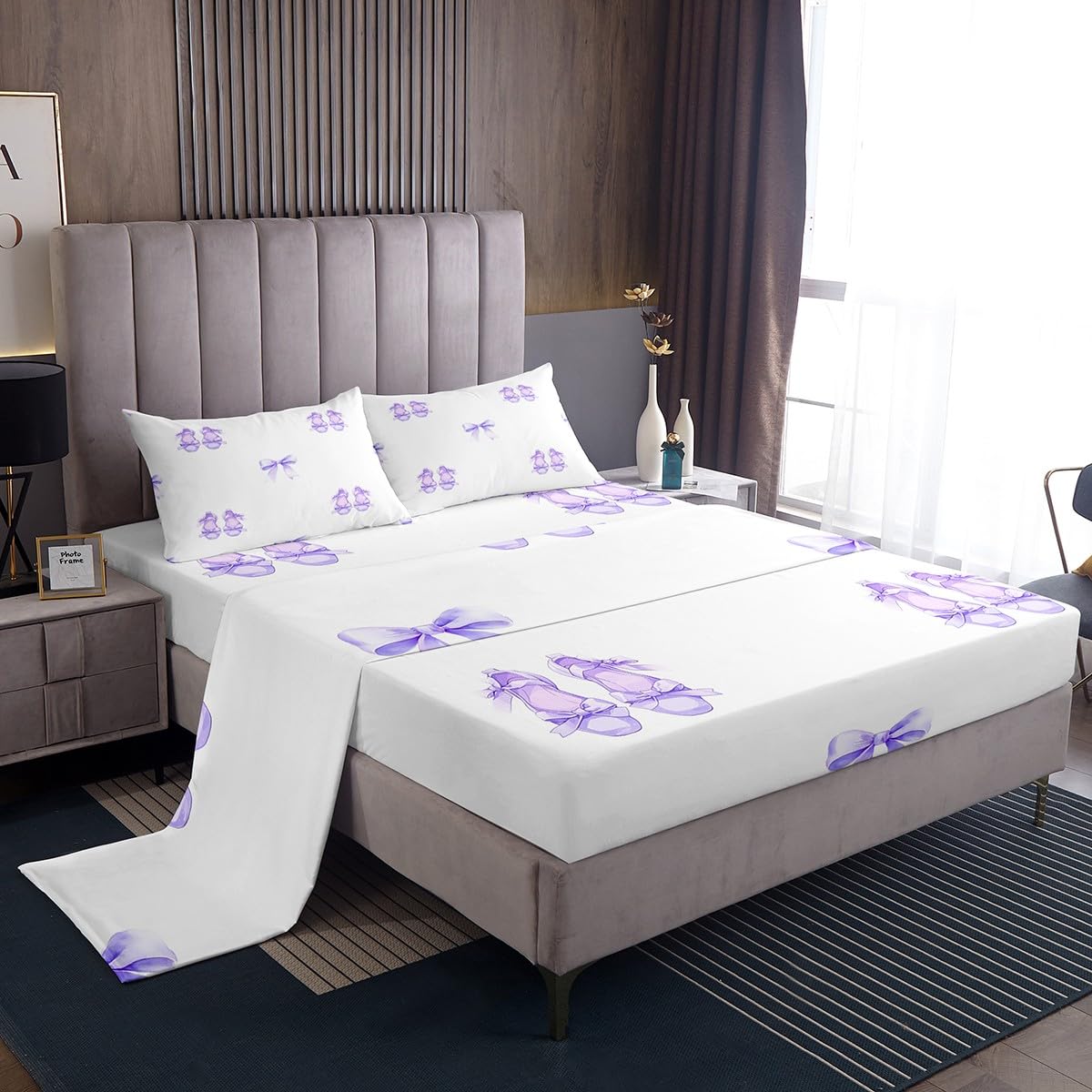 Loussiesd Set Lenzuola King Size Con Ballerina Rosa – 4 Pezzi Microfibra, Lenzuolo Con Angoli 150x200+40 Cm E Federe