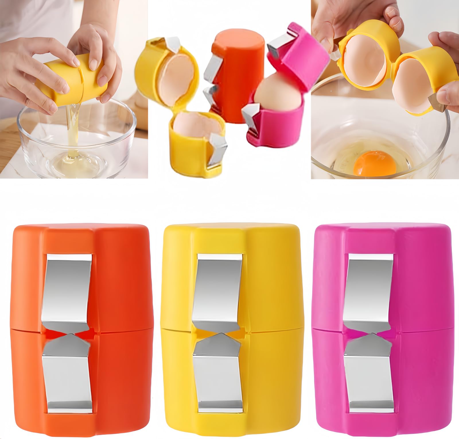 3PCS Egg Shell Opener,Egg Shell Opener for Hard Boiled Eggs,Egg Cracker Tool for Raw Eggs,Hard Boiled Egg Peeler,Handheld Egg Seperator Tool,Quick Egg Breaker for Cooking Camping Kitchen Gadgets
