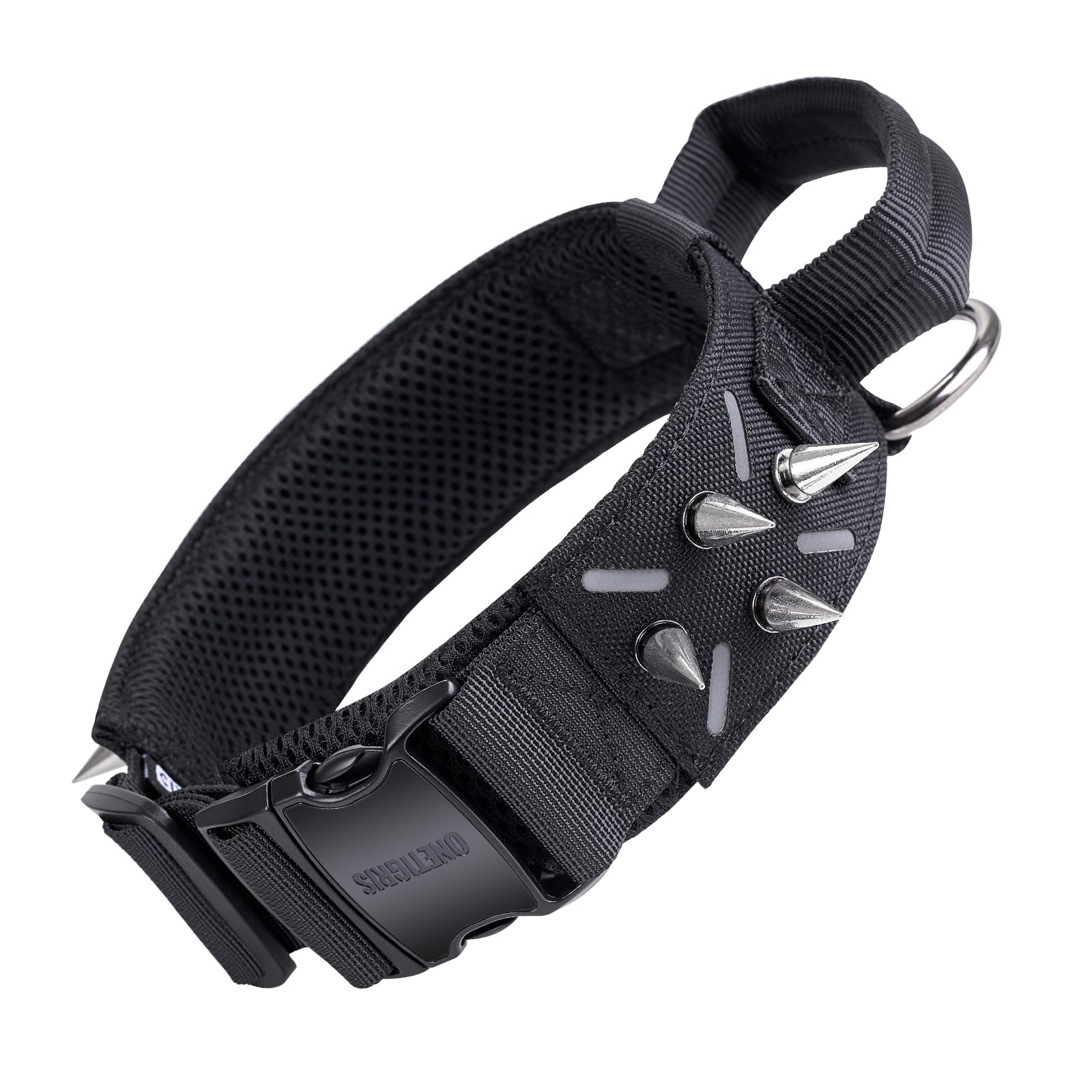 Hundehalsband Aus PU-Leder Mit Nieten, Verstellbar, Größe L - Für Kleine, Mittelgroße & Große Hunde