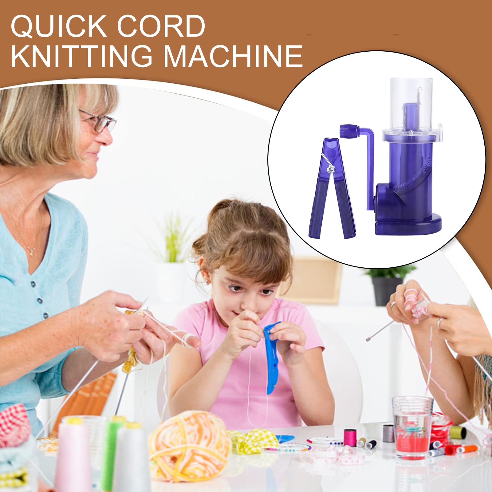 Macchina per maglieria, macchina per maglieria manuale, fai-da-te facile tessitore Knitter Household Mini rocchetto maglia maglione braccialetto tessuto strumento di cucito per maglioni braccialetto