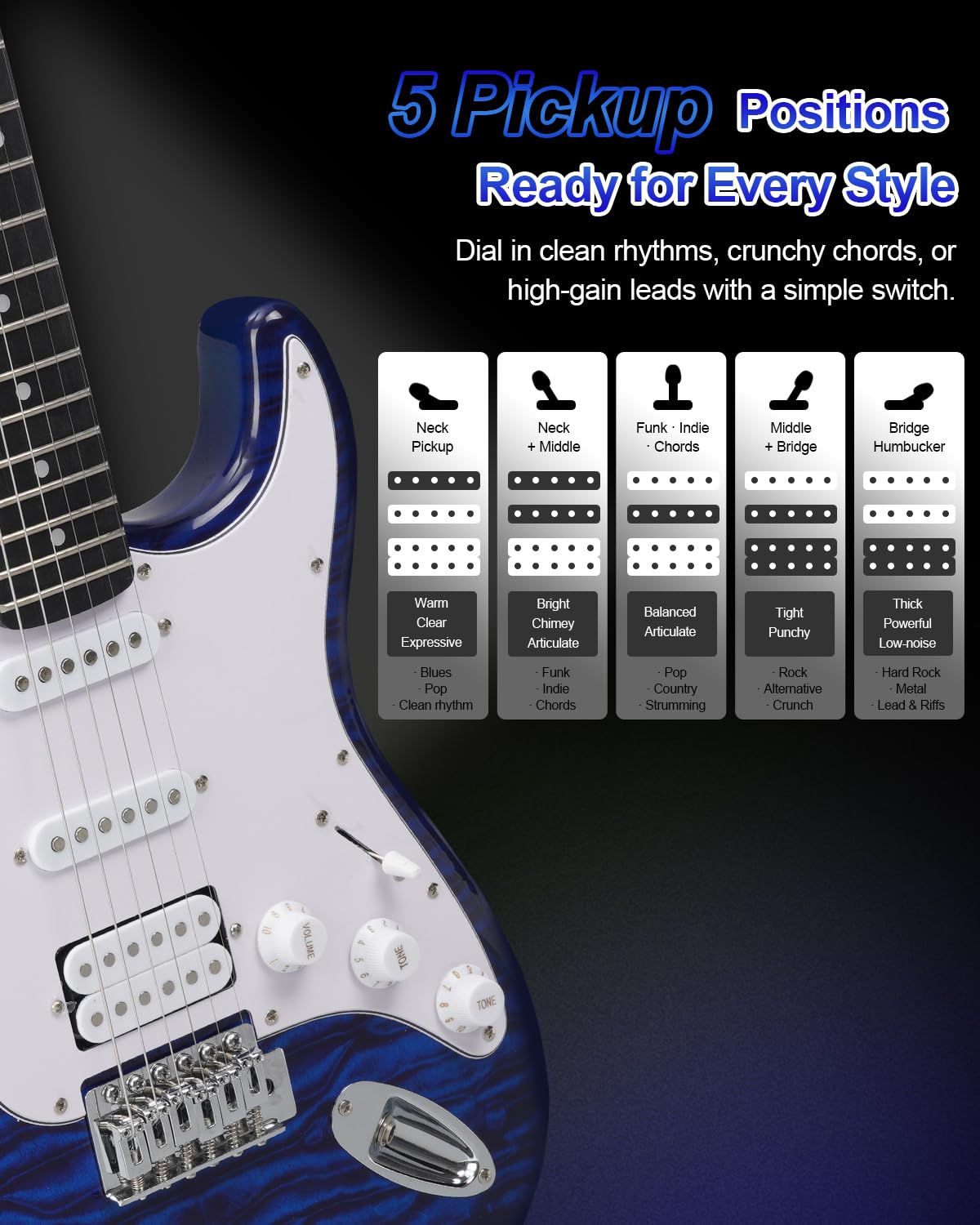 Amazon | Umelody エレキギター初心者セット STタイプ HSS 5WAY フル