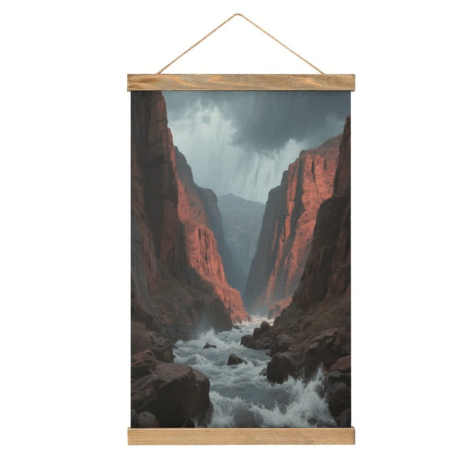 VstaDank Topographic Hanging Poster with Wooden Frame Modern Linen Hanging Painting Retro Style Wall Decor Art Painting for Living Room,Bedroom Decor Poster Frame 20.4x13.1inch