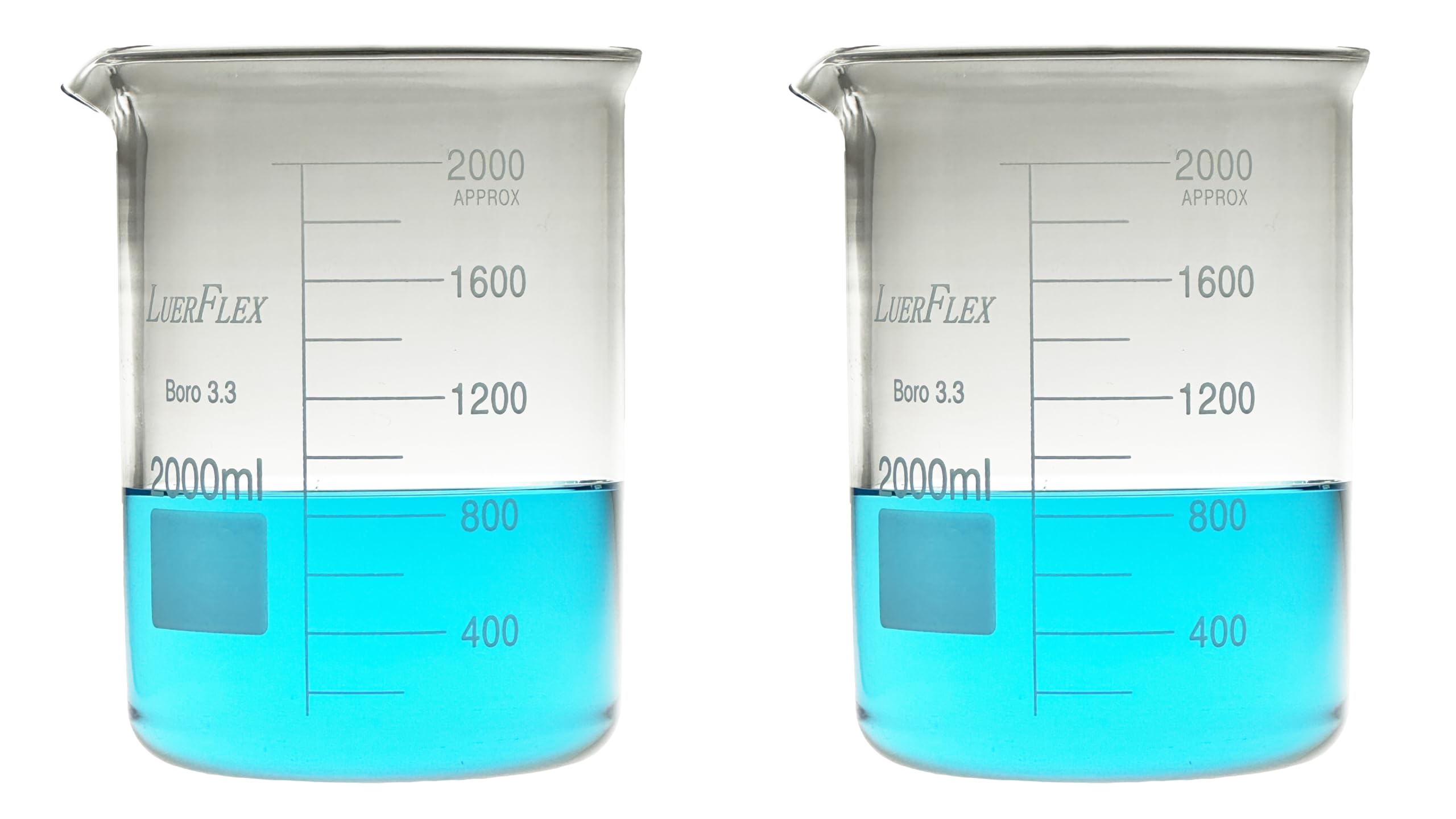 Borosilicone Glass 3.3 Griffin Beakers 2000ML 2L Pack of 2