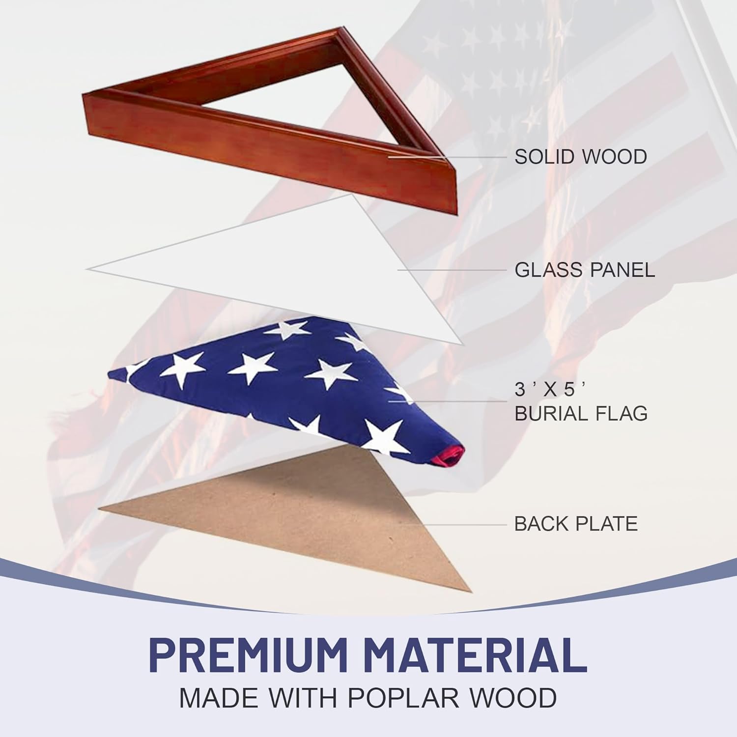 US Flag Store FLGCSFG1000049017-CHR Solid Oak 3' x 5' Flag-US Made Cherry Finish Case, Red