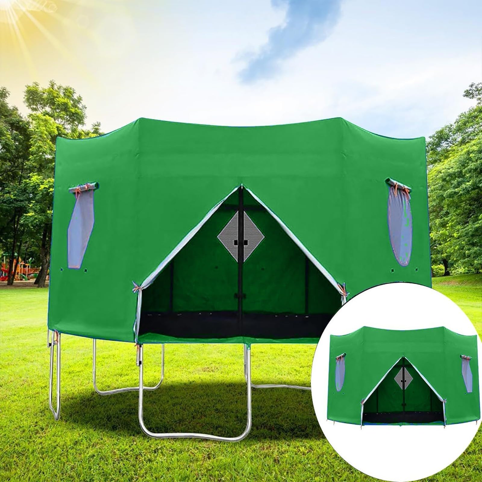 Tente De Trampoline FUNOMOCYA – Toile Oxford Anti-UV, Fenêtre & Puits De Lumière, 15FT (4.57m)