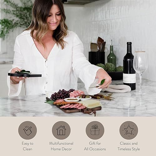 Miniatura 4 de Juego de tablas de queso de 7 piezas (negro)