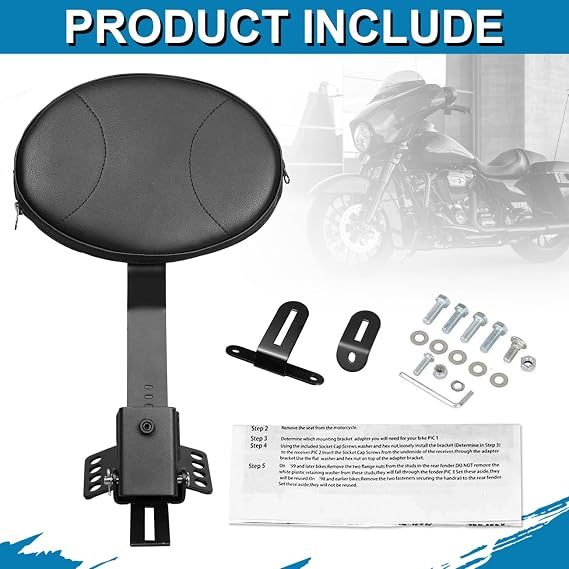 AUFER Motorcycle Adjustable Plug-in Rider Backrest Driver Backrest Custom