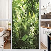Vista 1 de Película decorativa para ventana, sin pegamento, película de privacidad esmerilada, película para puerta de vidrieras, lluvia y sol en bosque