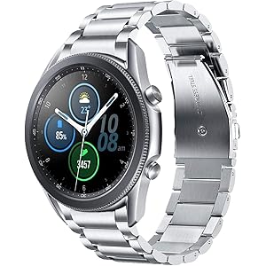 Amazon Com Ldfas For Galaxy Watch 3 45mm Bands No Gaps 22mm Titanium Metal Watch Strap Compatible For Samsung Galaxy Watch 3 45mm Smartwatch Silver Cell Phones Accessories