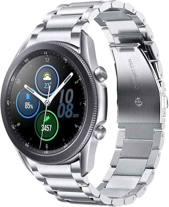 Amazon Co Jp V Moro に対応 Samsung Galaxy Watch 3 45mm 時計バンド Solidステンレススチールメタルビジネスットストラップ For Galaxy Watch 3 45mm スマートウォッチ シルバー 家電 カメラ