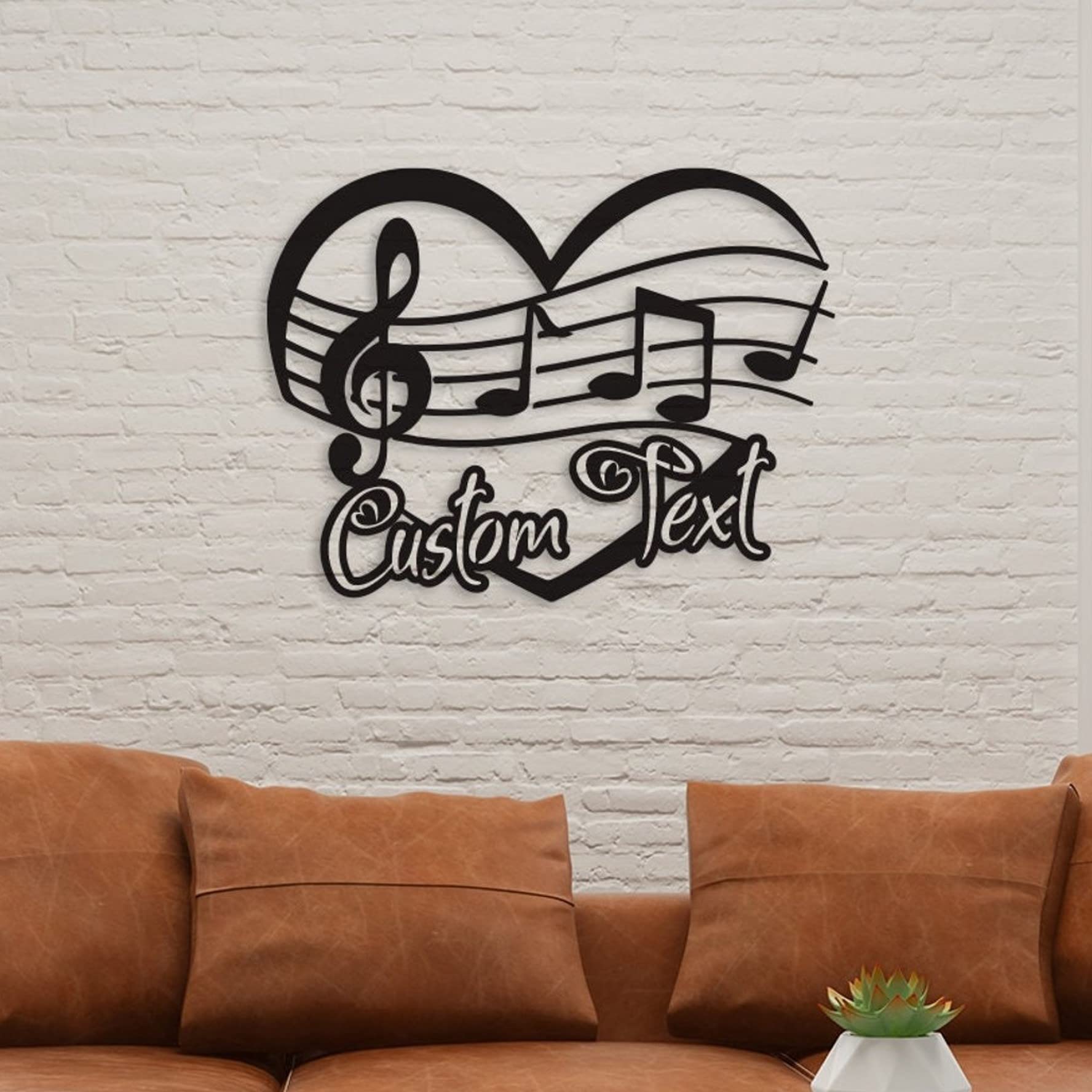 Adma Wall ArtPersonalized Music Metal & Decor, Custom Notes Gift, Gift for Musician, Teacher Home Decor Lovers Living Room, Entrway or Bedroom, Sculpture (Heart Notes)