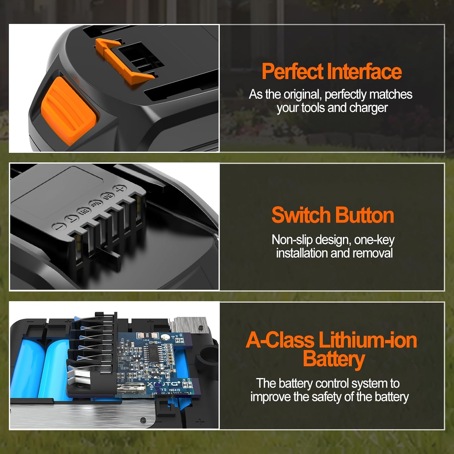 Upgraded 6000mAh WA3525 20V Battery Replacement for Worx Battery 20V Power Share Max 20V Lithium-ion Battery Compatible with Worx 20V Battery WA3575 wa3669 WA3520 WG151s Leaf Blower Tools
