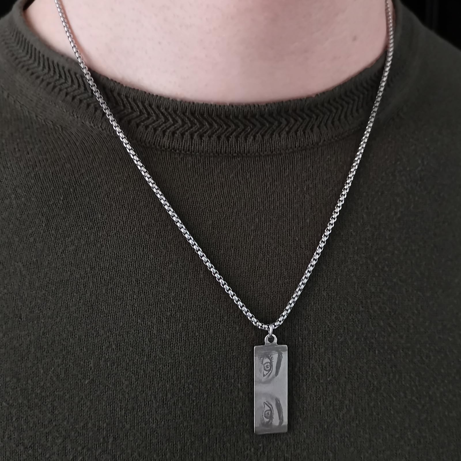 ALMENDRA Collana con foto occhi fidanzati con fotografia personalizzata da uomo incisa incisione personalizzabile nome frase scritta regalo dedica
