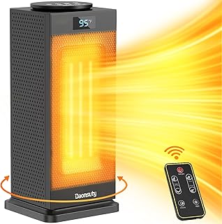 Space Heater, Daonsuty Portable Electric Heater with Thermostat for Bedroom, 1500W PTC Ceramic Heater with Remote, 90°Oscillation, 12H Timer, 3 Modes, Fast Quiet Heating Small Heater for Indoor Use