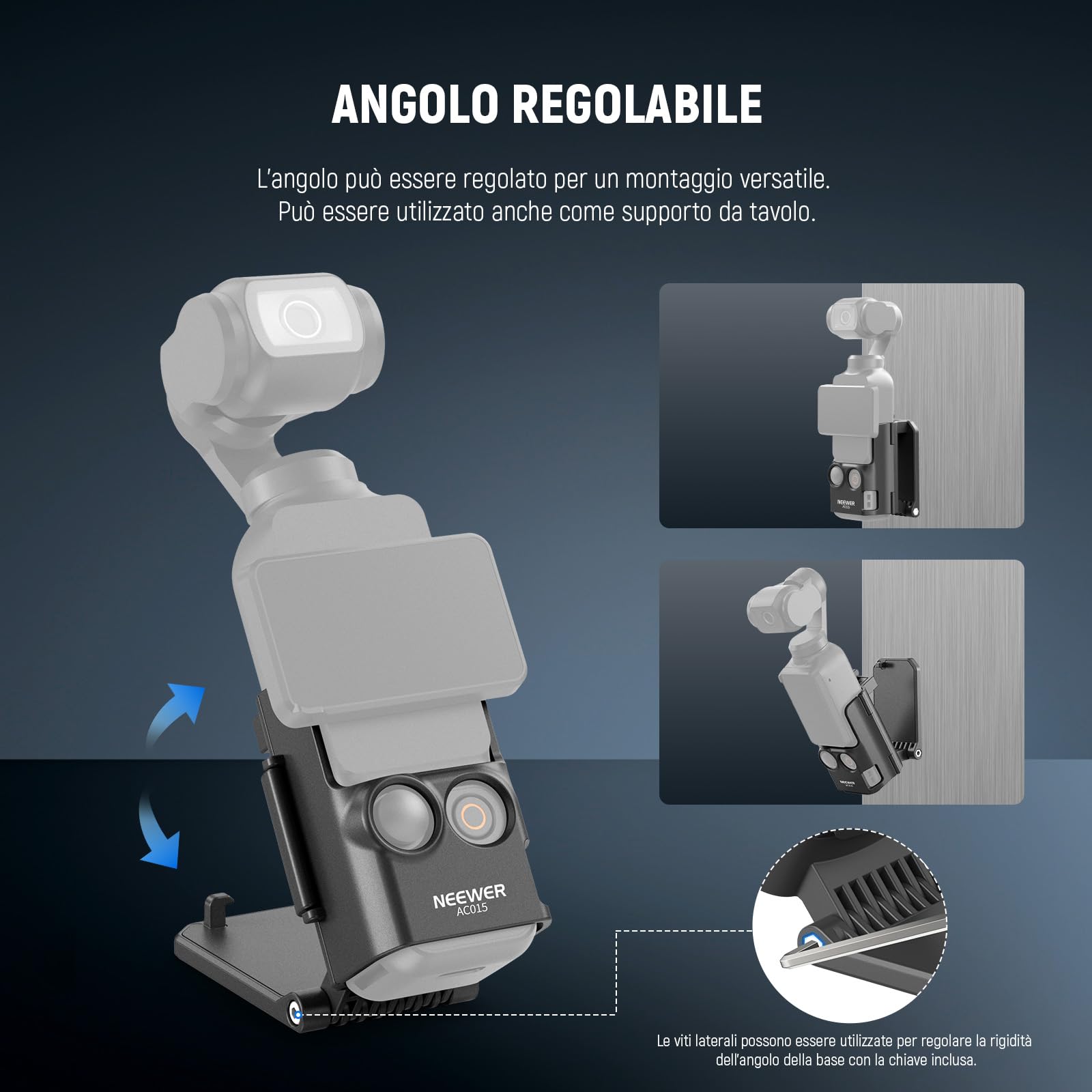 NEEWER BASICS Supporto Magnetico Compatibile con DJI Osmo Pocket 3 e Creator Combo, Staffa Adattatore di Espansione Accessori, Supporto Fotocamera in Plastica Inclinabile 180° con Panno Pulizia, AC015