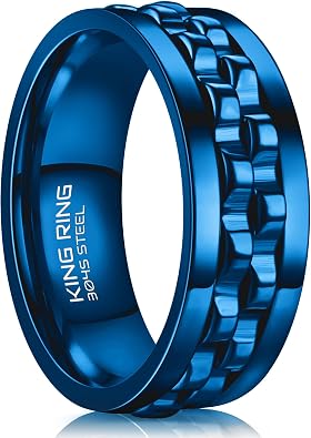 King Ring 8mm Gear Spinner Rings Ultra Polished Fidget Rings for Men & Women Designed in USA