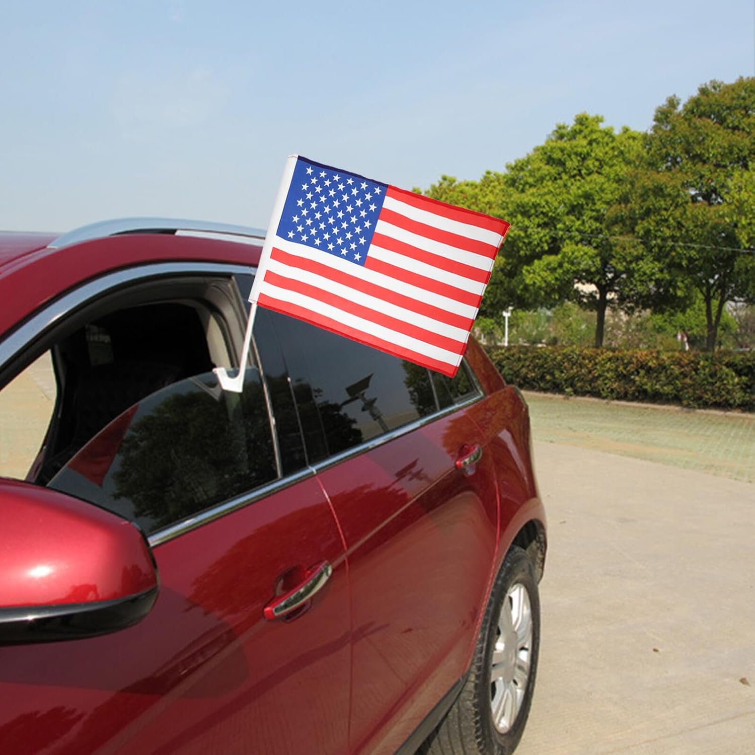 4pcs American Car Flags Window Clips 30x45cm Vehicle Car Window Flags Patriotic Truck and Golf Cart Set for Outdoor Auto Accessories