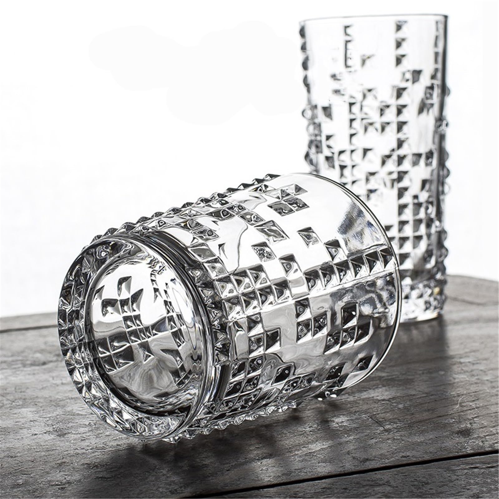 vaso de agua Paquete de 2 vasos cristal transparente sin plomo(Pequeño)