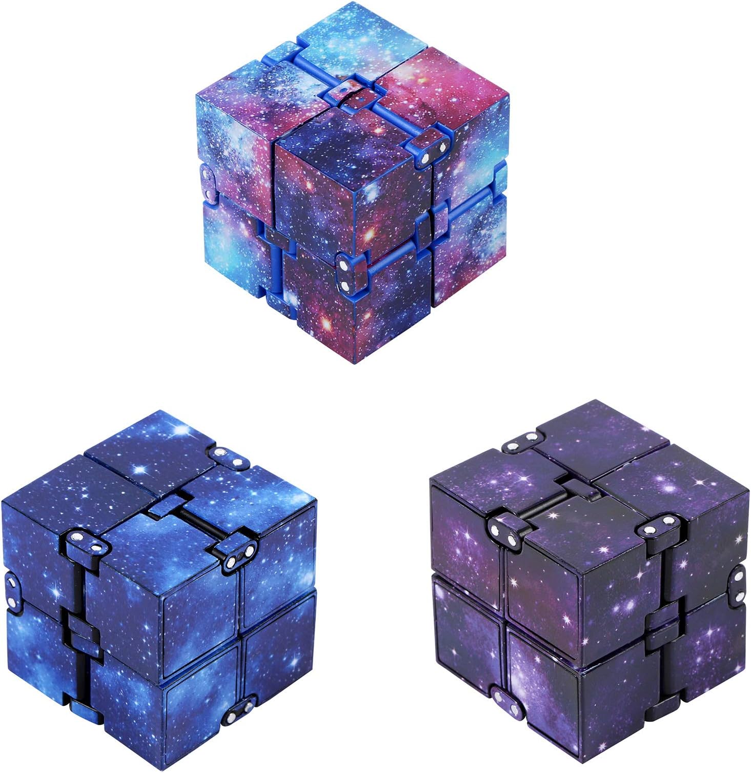 CABAX Infinity Fidget Cube for Kids and Adults, Galaxy Space Star Starry Night Stress and Anxiety Relief Cool Hand Mini Kill Time Toys Infinite Cube for Add, ADHD