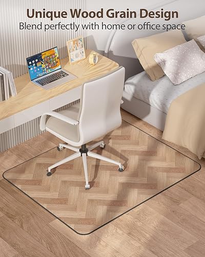 Miniatura 4 de Blvornl Tapete para silla de escritorio para suelo de madera dura, 35 x 48 pulgadas, tapete para silla de oficina de grano de madera para sillas