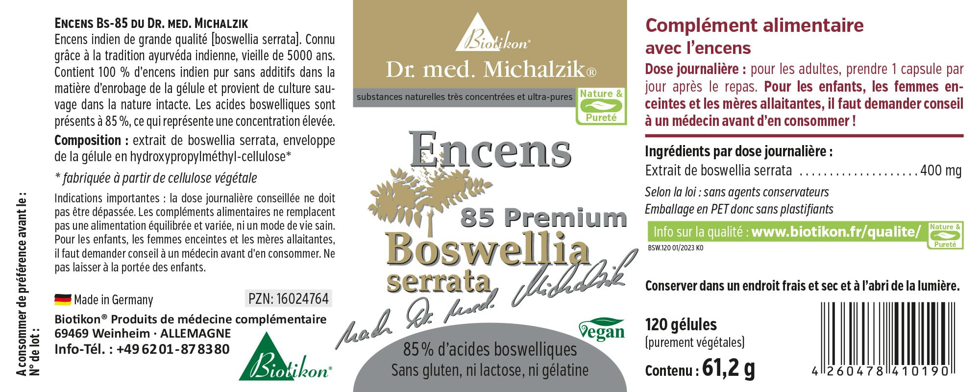 BS-85 - Encens indien 100% (boswellia serrata) du Docteur Michalzik - sans additifs