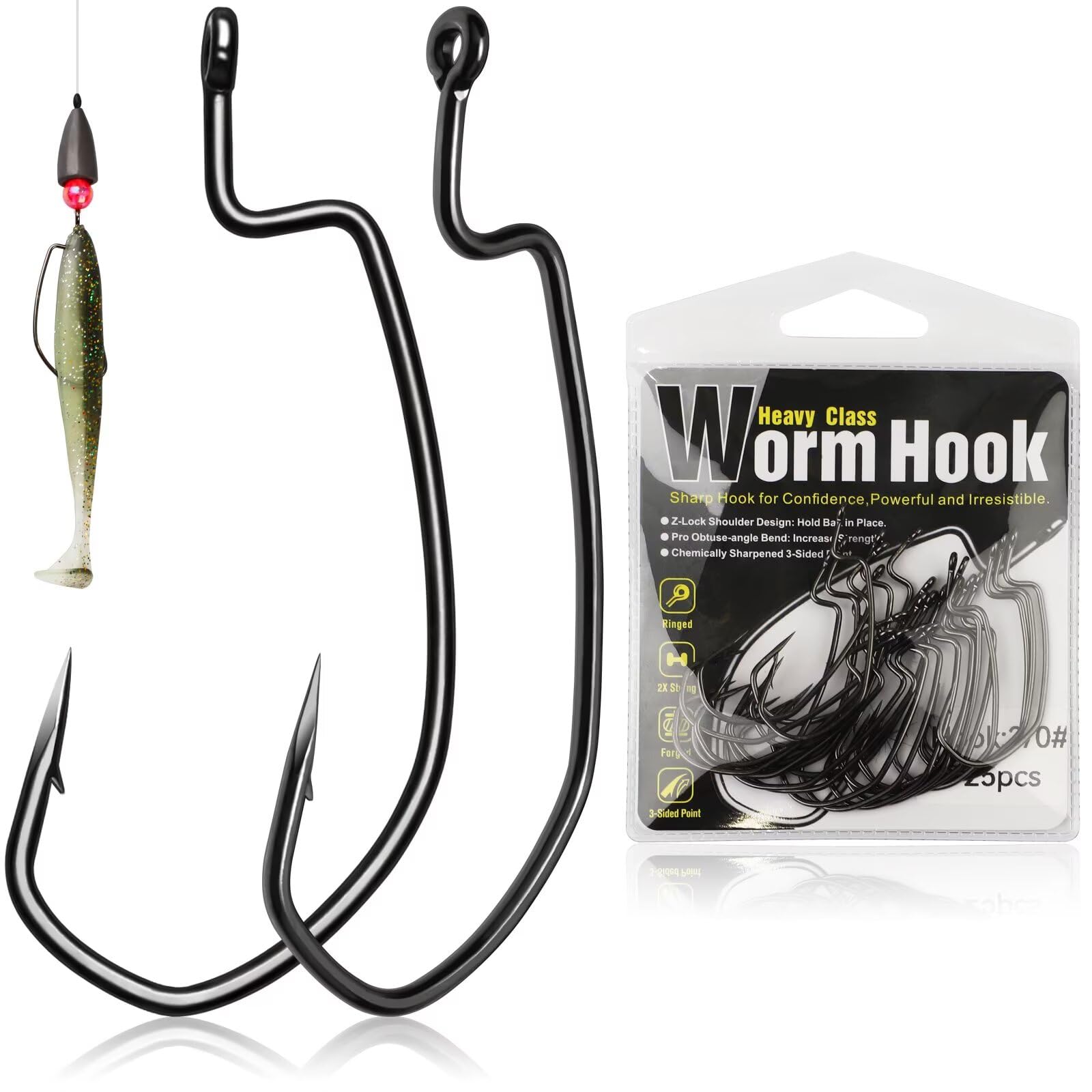 25/50 Pz Ganci EWG 9KM – Il Migliore Per Texas Rig E Pesca Con Plastico (High Carbon Steel)