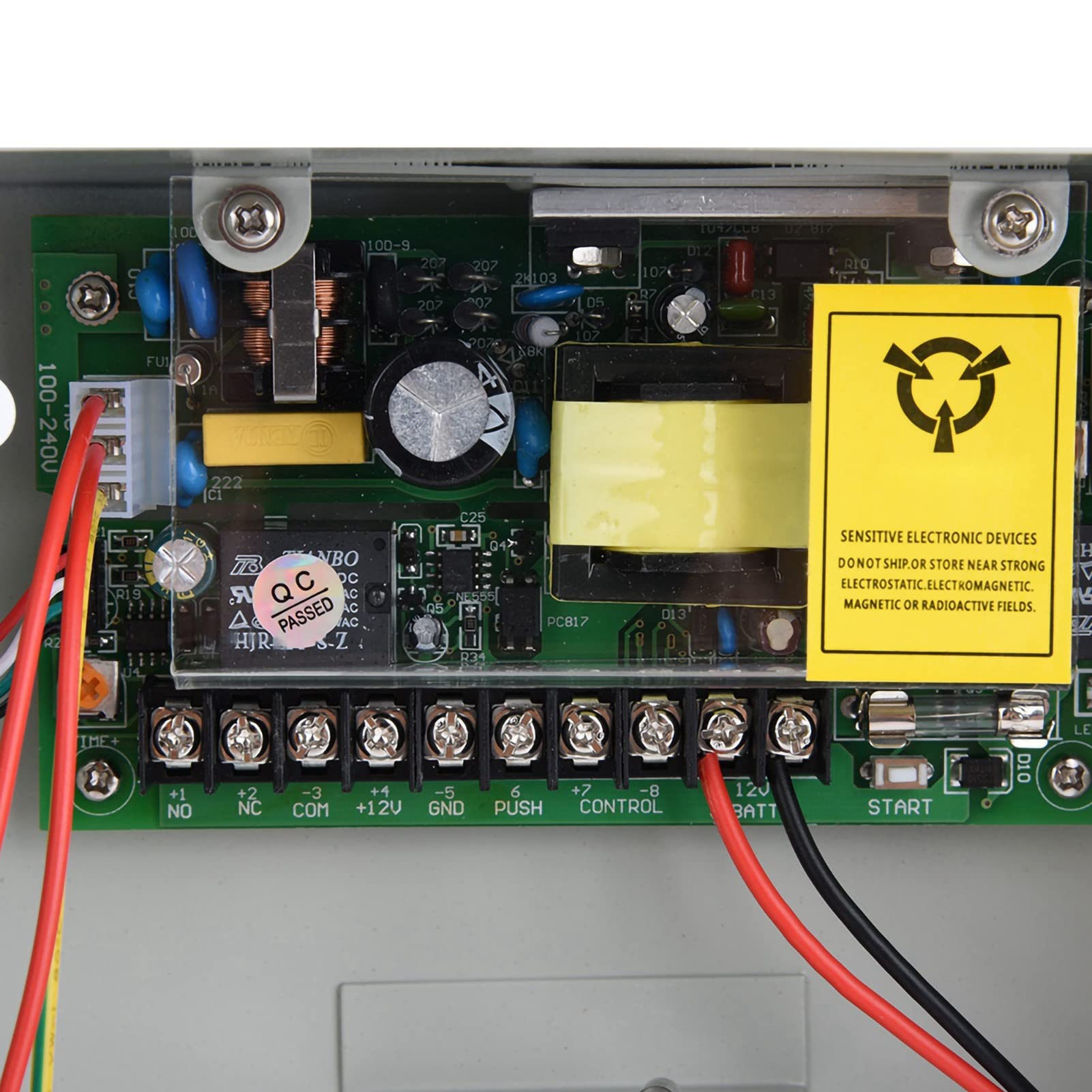 Fabater DC 12V 5A Fuente de Alimentación para Control de Acceso de Control de Acceso a Puerta Fuente de Alimentación con Protección de Batería Retardo Ajustable 0-15s
