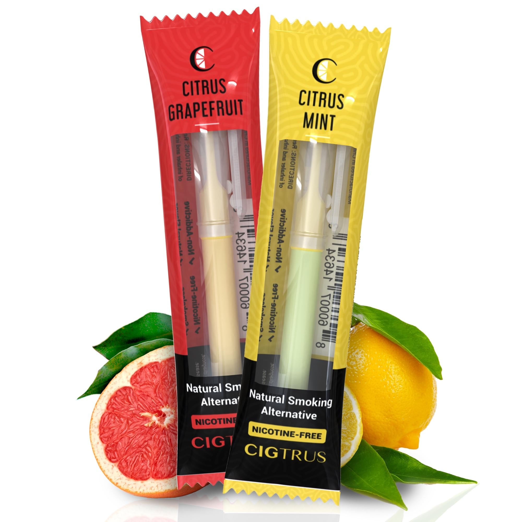 Cigtrus Quit Smoking Smokeless Inhaler – Natural, Nicotine-Free, Vaporless & Non-Electric – Helps Curb Cravings, Oral Fixation & Lung Detox Support – 2-Piece Grapefruit & Lemon Lime