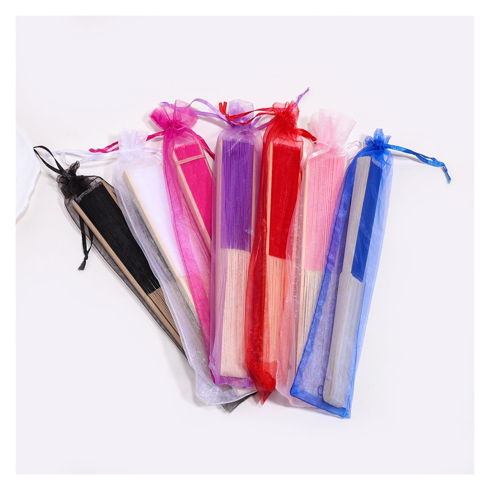 50 Stück Hochzeitsfächer, Faltbarer Handfächer, Partygeschenke, Handgefertigter Für Dekoration(Red)