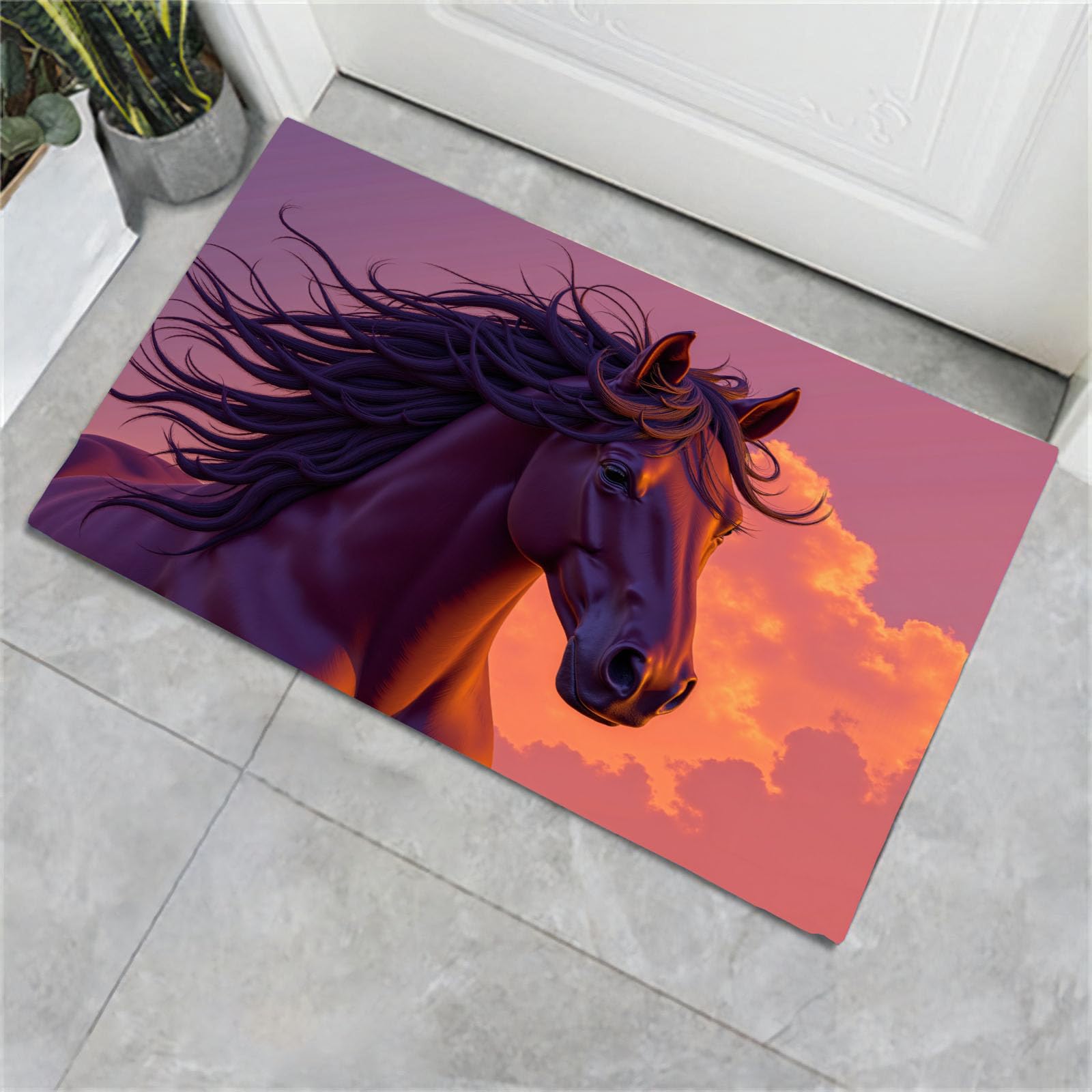 Tapis de porte antidérapant cheval contre saleté et sols glissants