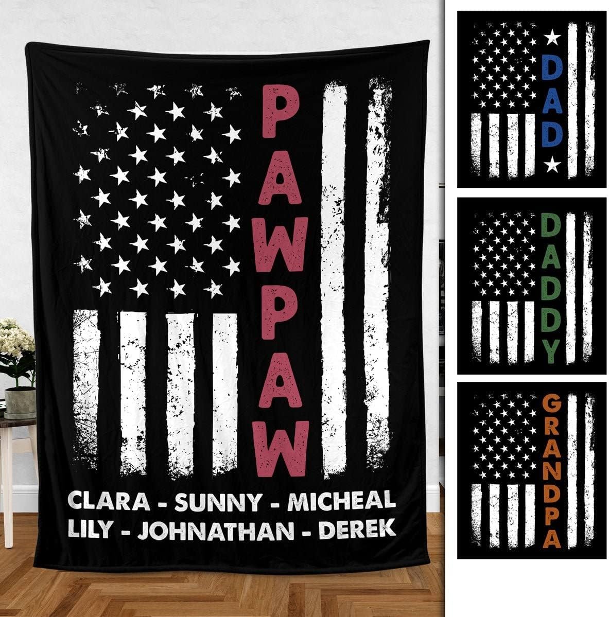 Personalized Star Flag Blanket Pawpaw Blanket from