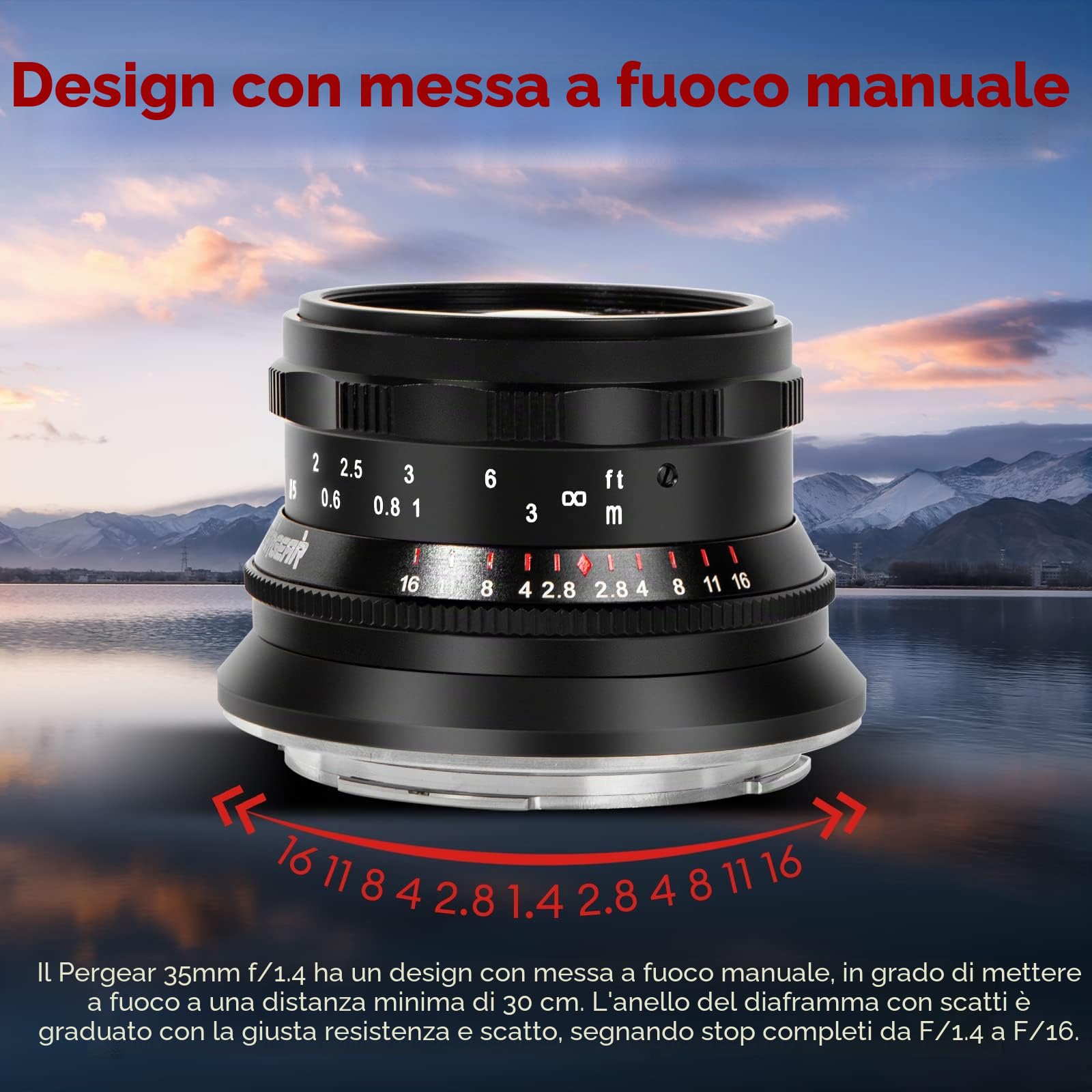 PERGEAR 35mm F1.4 obiettivo full frame con messa a fuoco manuale, compatibile con fotocamere mirrorless full frame con attacco L T TL TL2 CL, DC-S5 DC-S1H DC-S1R DC-S1 DC-BS1H e fp fp-L