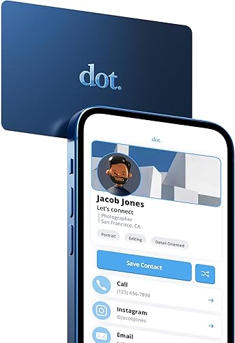 dot. Tarjeta - Tarjeta de visita digital - Toque para compartir - iPhone y Android (azul)