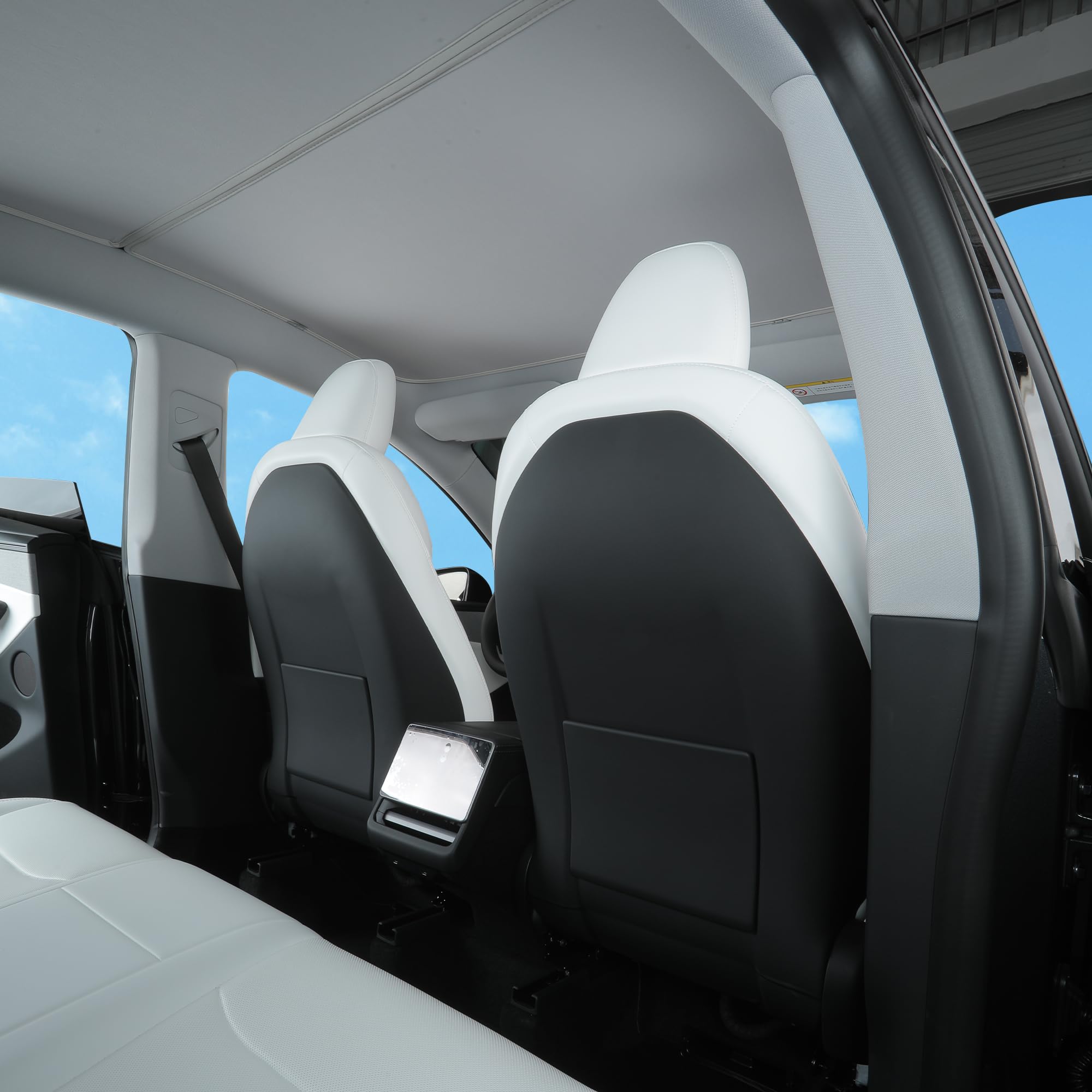 TOPABYTE Protector de Respaldo de Cuero para Asiento para Tesla Model Y Model 3 Model S Model X Accesorios Alfombrillas para Asiento Trasero para Niños Funda para Asiento Trasero 2 Piezas