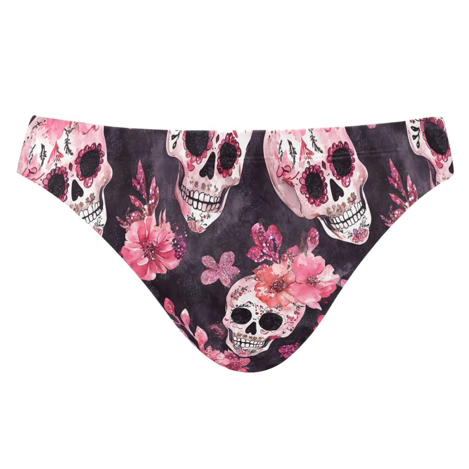 Men's Sugar Skulls Pink Flowers Bikini Swimsuits Swim Trunks M 202c0069