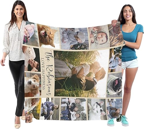 Miniatura 2 de Love Hapiness Using My Own Photos, regalos personalizados para esposa, marido, collages personalizados manta de vellón con foto o texto regalos para