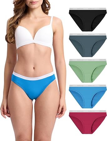BAMBOO COOL Womens Underwear Bikini Underpants Hipster Ladies Panties Soft Stretch Breathable Panties for Women, 5-Pack