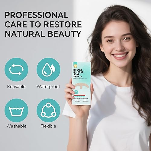 Miniatura 3 de Hojas de silicona para cicatrices de mama  6 parches en forma de anclaje  Silicona de grado médico, hipoalergénica y reutilizable para levantamiento