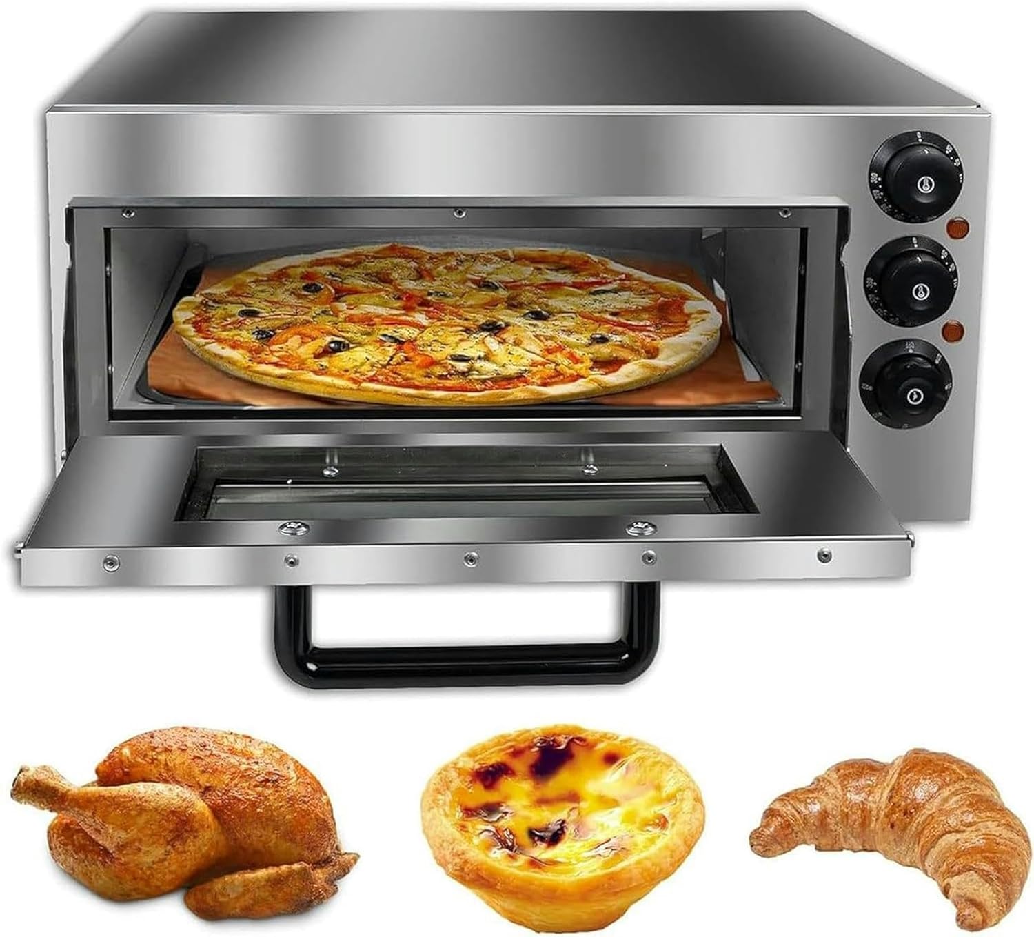 Portable Barbecue Pizza Oven, Commercial Electric Pizza Oven, Toaster Oven With Pizza Drawer, Refrigerated Toaster For Restaurant At Multi -Catering House With Countertop, SingleLayer
