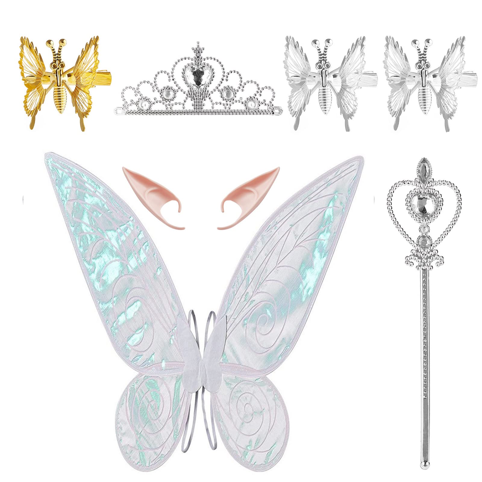 White Fairy Wings Dress Up Sparkling Sheer Wings Butterfly Fairy