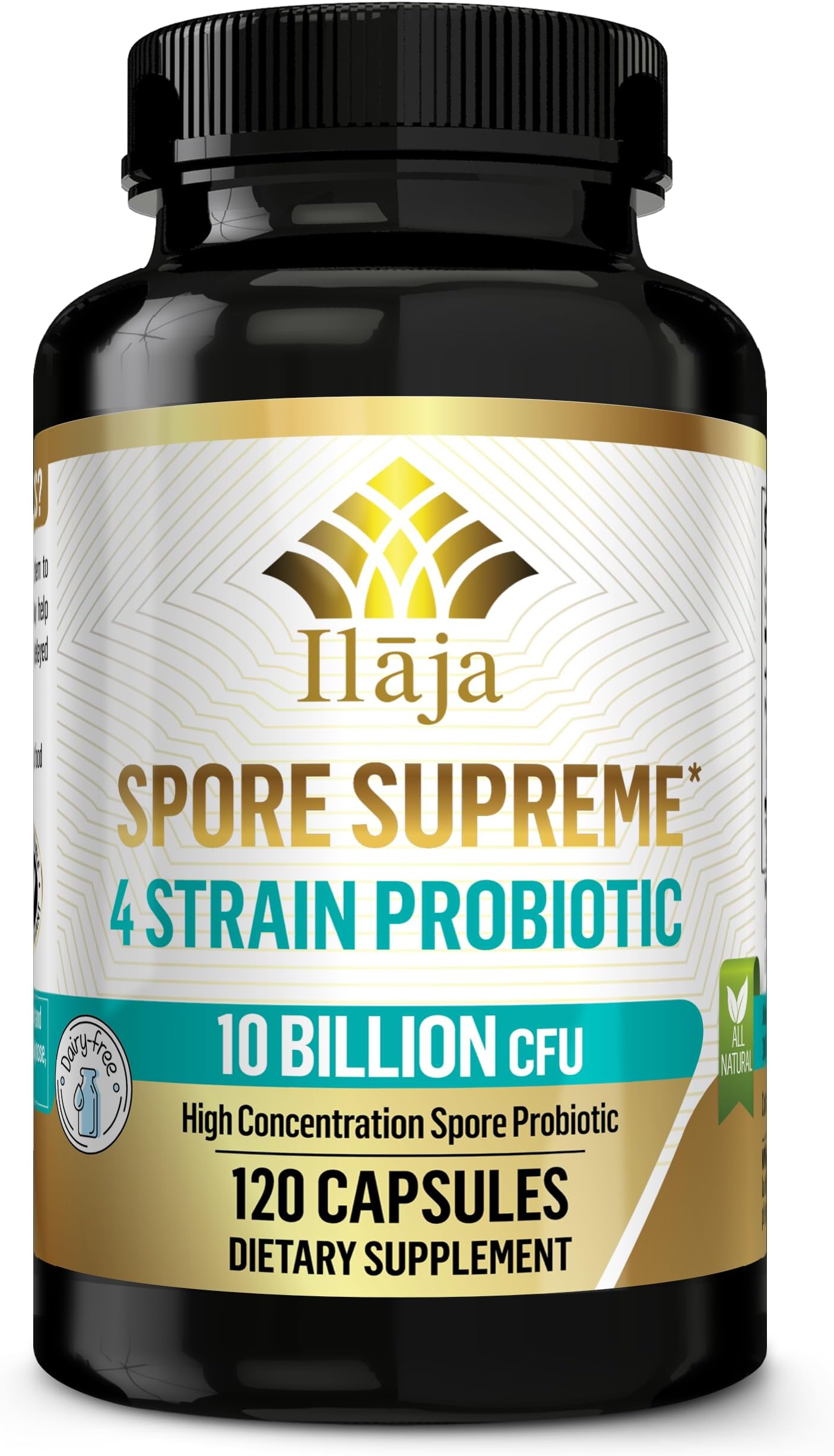 Spore Supreme Spore Based Probiotic 120 Capsule x 10 Billion / 4 Strain Formula - 4 Month Supply - No Refrigeration Needed, Acid Resistant Strains, Dairy Free