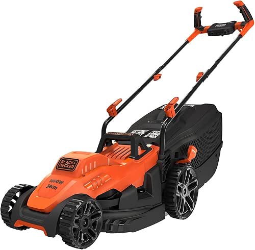 BLACK+DECKER Tondeuse Filaire 1400W, Tondeuse à Gazon Electrique 34 cm,