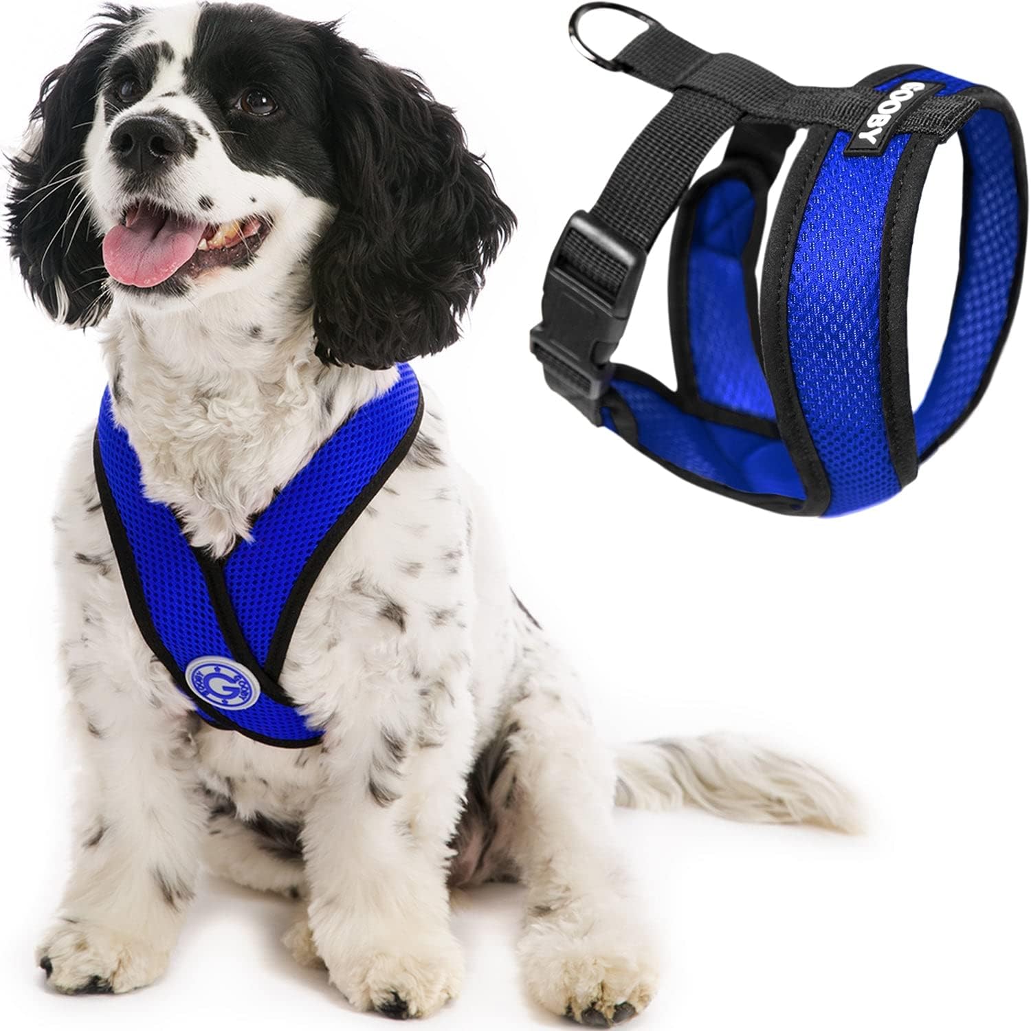 Gooby Comfort X Head In Harness - Blue, Medium - No Pull Small Dog Harness, Patented Choke-Free X Frame - Perfect on the Go Dog Harness for Medium Dogs No Pull or Small Dogs for Indoor and Outdoor Use : Pet Halter Harnesses : Pet Supplies
