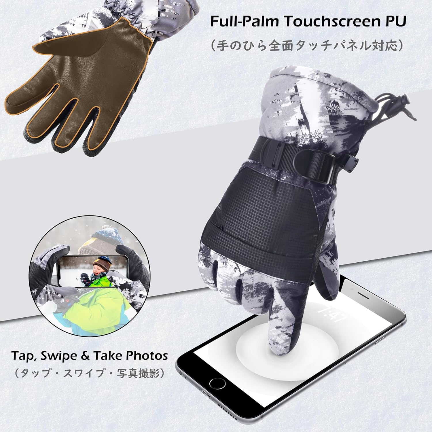 TRIWONDER Kids Ski Gloves, Insulated Winter Snow Gloves for Boys Girls
