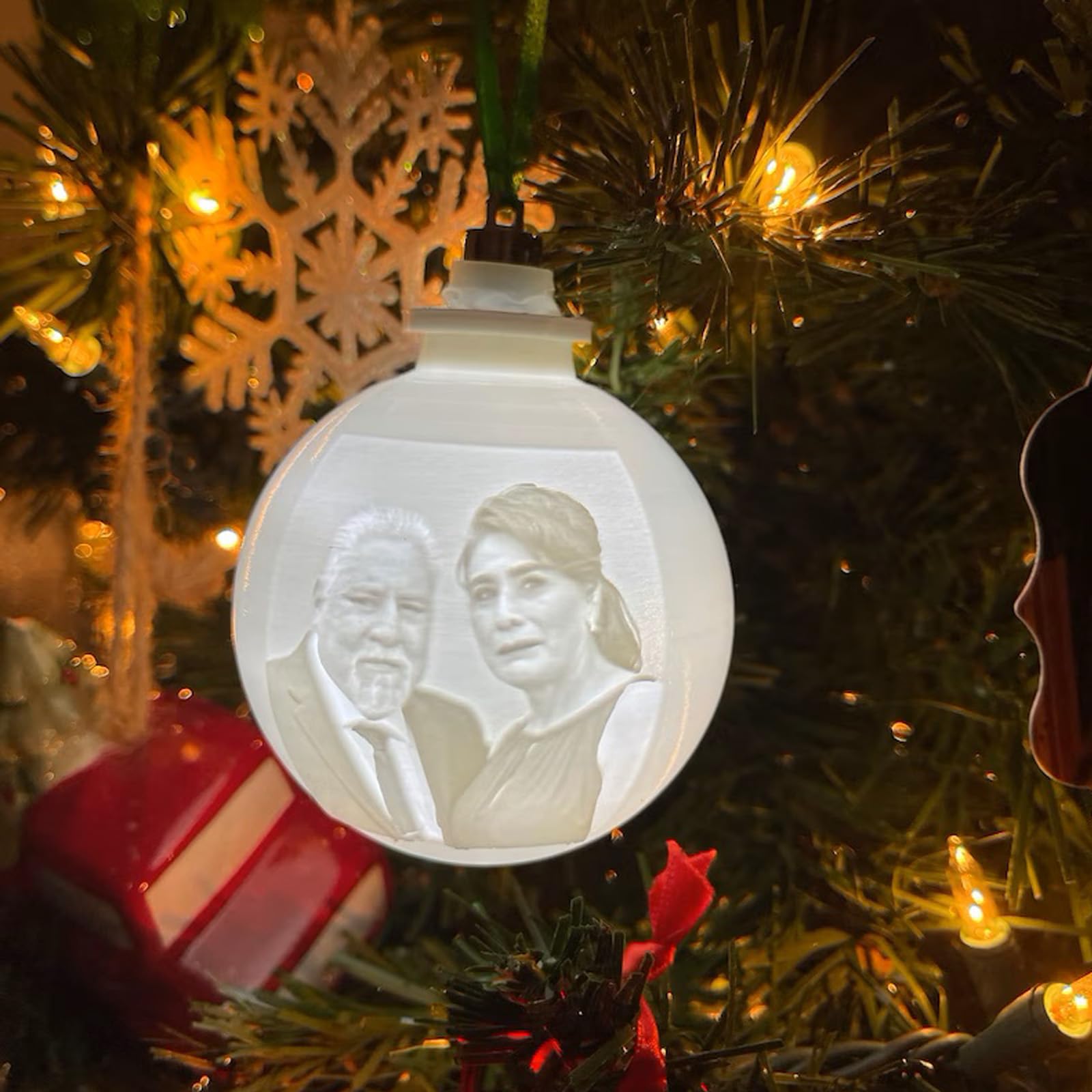 Lámpara impresa en 3D personalizada con luz LED, adornos de bola de Navidad, foto personalizada con texto, luz nocturna, adorno de Navidad
