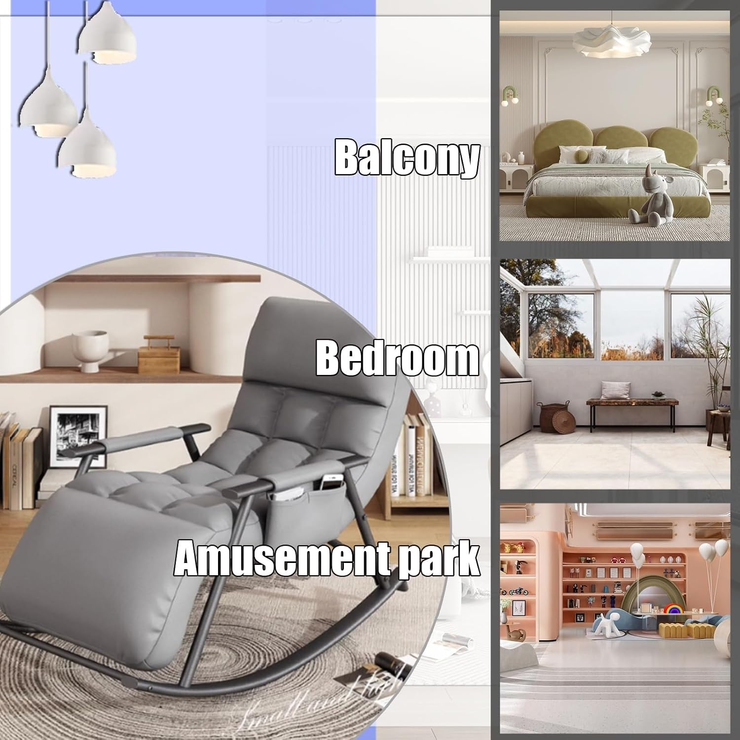 Nursery Rocking Chair, Rocking Nursing Chairs Modern Rocking Chair, Rocking Chair With Footrest, Comfy Recliner Chair For Living Room Bedroom Gardens Patios WithoutFootstool Beige ( Color : Chair-B ,