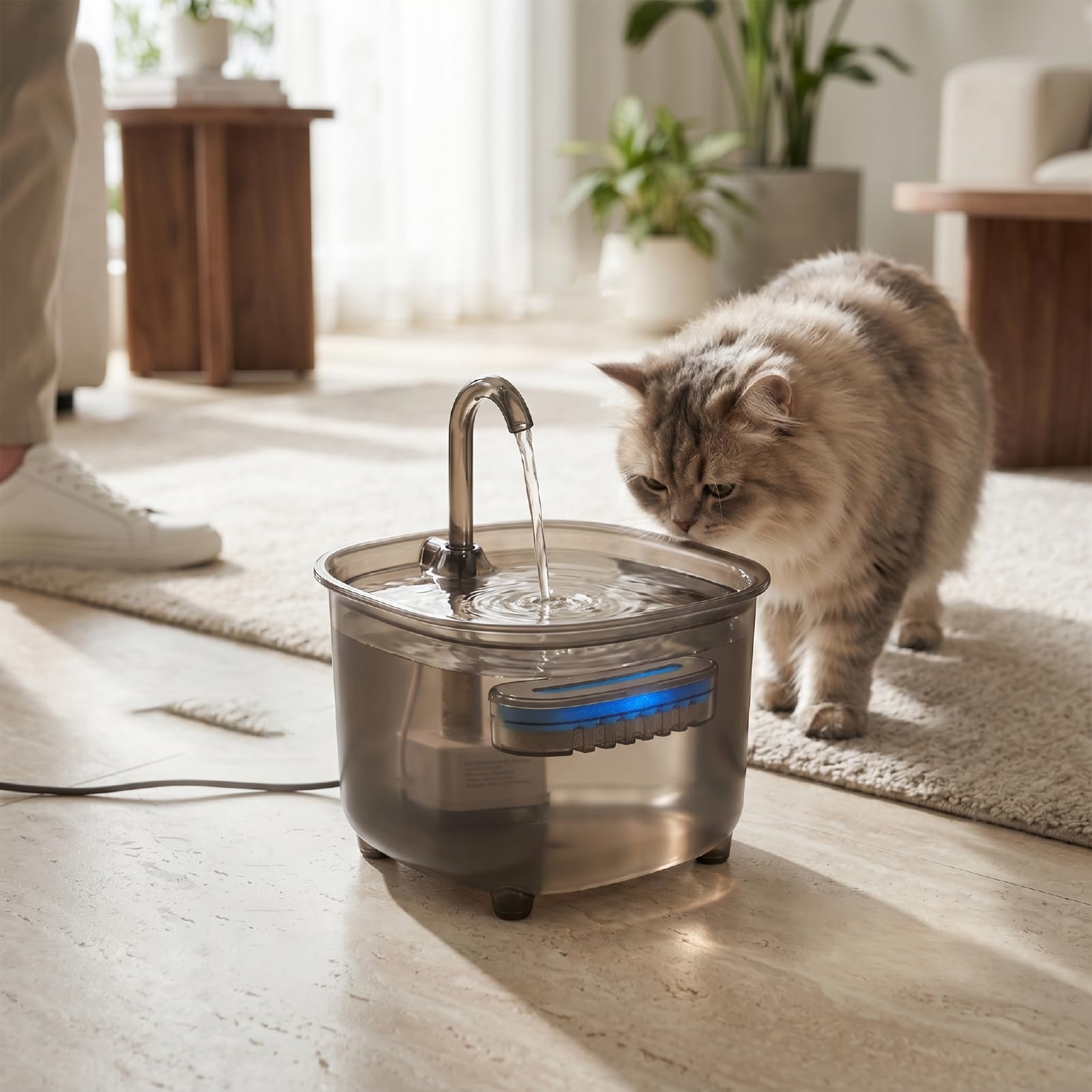 Fuente de Agua para Gatos Solar 2L, Panel 10W